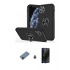 MARSİLYAN™- iPhone 11 Pro Max Kılıf Odak Form Prime - Siyah 3D Antistatik Hayalet Cam Ekran Koruyucu + Metal Kamera Lens Koruma Cam - SH