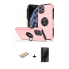 MARSİLYAN™- iPhone 11 Pro Max Kılıf Odak Form Prime - Siyah 3D Antistatik Hayalet Cam Ekran Koruyucu + Renkli Kamera Lens Koruma Cam - YL