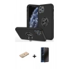 MARSİLYAN™- iPhone 11 Pro Max Kılıf Odak Form Prime - Siyah 3D Antistatik Hayalet Cam Ekran Koruyucu + Renkli Kamera Lens Koruma Cam - YL