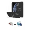 MARSİLYAN™- iPhone 11 Pro Max Kılıf Odak Form Prime - Siyah 3D Antistatik Seramik Nano Ekran Koruyucu + Kırmızı Pers Alüminyum Kamera Lens