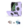 MARSİLYAN™- iPhone 11 Pro Max Kılıf Odak Form Prime - Siyah 3D Antistatik Seramik Nano Ekran Koruyucu + Kırmızı Pers Alüminyum Kamera Lens