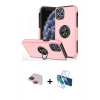 MARSİLYAN™- iPhone 11 Pro Max Kılıf Odak Form Prime - Siyah 3D Antistatik Seramik Nano Ekran Koruyucu + Kırmızı Pers Alüminyum Kamera Lens