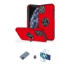 MARSİLYAN™- iPhone 11 Pro Max Kılıf Odak Form Prime - Siyah 3D Antistatik Seramik Nano Ekran Koruyucu + Mavi Metal Kamera Lens Koruma Cam