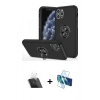 MARSİLYAN™- iPhone 11 Pro Max Kılıf Odak Form Prime - Siyah 3D Antistatik Seramik Nano Ekran Koruyucu + Şeffaf Kamera Lens Koruma Cam