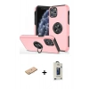MARSİLYAN™- iPhone 11 Pro Max Kılıf Odak Form Prime - Siyah Bilvis Hayalet Cam Ekran Koruyucu + Pembe Renkli Kamera Lens Koruma Cam