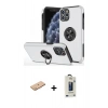 MARSİLYAN™- iPhone 11 Pro Max Kılıf Odak Form Prime - Siyah Bilvis Hayalet Cam Ekran Koruyucu + Pembe Renkli Kamera Lens Koruma Cam