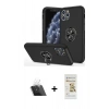 MARSİLYAN™- iPhone 11 Pro Max Kılıf Odak Form Prime - Siyah Mat Seramik Nano Ekran Koruyucu + Kamera Lens Koruma Cam - SF
