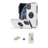 MARSİLYAN™- iPhone 11 Pro Max Kılıf Odak Form Prime - Siyah Mat Seramik Nano Ekran Koruyucu + Mavi Renkli Kamera Lens Koruma Cam
