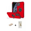 MARSİLYAN™- iPhone 11 Pro Max Kılıf Odak Form Prime - Siyah Mat Seramik Nano Ekran Koruyucu + Mavi Renkli Kamera Lens Koruma Cam