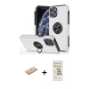 MARSİLYAN™- iPhone 11 Pro Max Kılıf Odak Form Prime - Siyah Mat Seramik Nano Ekran Koruyucu + Renkli Kamera Lens Koruma Cam - PE
