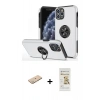 MARSİLYAN™- iPhone 11 Pro Max Kılıf Odak Form Prime - Siyah Mat Seramik Nano Ekran Koruyucu + Yeşil Renkli Kamera Lens Koruma Cam