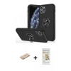 MARSİLYAN™- iPhone 11 Pro Max Kılıf Odak Form Prime - Siyah Mat Seramik Nano Ekran Koruyucu + Yeşil Renkli Kamera Lens Koruma Cam
