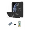 MARSİLYAN™- iPhone 11 Pro Max Kılıf Odak Form Prime - Siyah Polymer Nano Ekran Koruyucu + Açık Yeşil Metal Kamera Lens Koruma Cam
