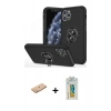 MARSİLYAN™- iPhone 11 Pro Max Kılıf Odak Form Prime - Siyah Polymer Nano Ekran Koruyucu + Renkli Kamera Lens Koruma Cam - PE