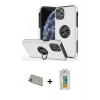 MARSİLYAN™- iPhone 11 Pro Max Kılıf Odak Form Prime - Siyah Polymer Nano Ekran Koruyucu + Rainbow Kamera Lens Koruma Cam - GD