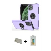 MARSİLYAN™- iPhone 11 Pro Max Kılıf Odak Form Prime - Siyah Polymer Nano Ekran Koruyucu + Rainbow Kamera Lens Koruma Cam - GD