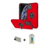 MARSİLYAN™- iPhone 11 Pro Max Kılıf Odak Form Prime - Siyah Polymer Nano Ekran Koruyucu + Rainbow Kamera Lens Koruma Cam - YL