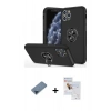 MARSİLYAN™- iPhone 11 Pro Max Kılıf Odak Form Prime - Siyah Seramik Nano Ekran Koruyucu + Metal Kamera Lens Koruma Cam - MI