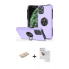 MARSİLYAN™- iPhone 11 Pro Max Kılıf Odak Form Prime - Siyah Seramik Nano Ekran Koruyucu + Mavi Renkli Kamera Lens Koruma Cam