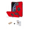MARSİLYAN™- iPhone 11 Pro Max Kılıf Odak Form Prime - Siyah Seramik Nano Ekran Koruyucu + Renkli Kamera Lens Koruma Cam - PE