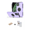 MARSİLYAN™- iPhone 11 Pro Max Kılıf Odak Form Prime - Siyah Seramik Nano Ekran Koruyucu + Renkli Kamera Lens Koruma Cam - PE