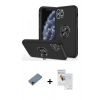 MARSİLYAN™- iPhone 11 Pro Max Kılıf Odak Form Prime - Siyah Seramik Nano Ekran Koruyucu + Shine Kamera Lens Koruma Cam - GD