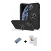 MARSİLYAN™- iPhone 11 Pro Max Kılıf Odak Form Prime - Siyah Seramik Nano Ekran Koruyucu + Shine Kamera Lens Koruma Cam - SABE