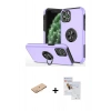 MARSİLYAN™- iPhone 11 Pro Max Kılıf Odak Form Prime - Siyah Seramik Nano Ekran Koruyucu + Turuncu Renkli Kamera Lens Koruma Cam