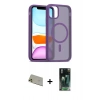MARSİLYAN™- iPhone 11 Pro Max Kılıf Siluet Minimal Prime - Şeffaf 360 Full Body Arka Koruyucu + Gold Rainbow Kamera Lens Koruma Cam