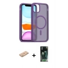 MARSİLYAN™- iPhone 11 Pro Max Kılıf Siluet Minimal Prime - Şeffaf 360 Full Body Arka Koruyucu + Renkli Kamera Lens Koruma Cam - TU