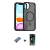 MARSİLYAN™- iPhone 11 Pro Max Kılıf Siluet Minimal Prime - Şeffaf 360 Full Body Arka Koruyucu + Shine Kamera Lens Koruma Cam - PE