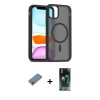 MARSİLYAN™- iPhone 11 Pro Max Kılıf Siluet Minimal Prime - Şeffaf 360 Full Body Arka Koruyucu + Shine Kamera Lens Koruma Cam - SABE