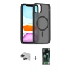 MARSİLYAN™- iPhone 11 Pro Max Kılıf Siluet Minimal Prime - Şeffaf 360 Full Body Arka Koruyucu + Pers Alüminyum Kamera Lens - SH