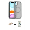 MARSİLYAN™- iPhone 11 Pro Max Kılıf Siluet Minimal Prime - Şeffaf Pasifik Cam Ekran Koruyucu + Renkli Kamera Lens Koruma Cam - MI