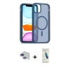 MARSİLYAN™- iPhone 11 Pro Max Kılıf Siluet Minimal Prime - Şeffaf Pasifik Cam Ekran Koruyucu + Pers Alüminyum Kamera Lens - LT