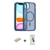 MARSİLYAN™- iPhone 11 Pro Max Kılıf Siluet Minimal Prime - Şeffaf Pasifik Cam Ekran Koruyucu + Renkli Kamera Lens Koruma Cam - SI