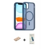 MARSİLYAN™- iPhone 11 Pro Max Kılıf Siluet Minimal Prime - Şeffaf Pasifik Cam Ekran Koruyucu + Renkli Kamera Lens Koruma Cam - TU