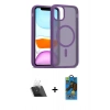 MARSİLYAN™- iPhone 11 Pro Max Kılıf Siluet Minimal Prime - Siyah 18D Cam Ekran Koruyucu + Kamera Lens Koruma Cam - SF