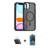 MARSİLYAN™- iPhone 11 Pro Max Kılıf Siluet Minimal Prime - Siyah 18D Cam Ekran Koruyucu + Kamera Lens Koruma Cam - SF