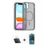 MARSİLYAN™- iPhone 11 Pro Max Kılıf Siluet Minimal Prime - Siyah 18D Cam Ekran Koruyucu + Kamera Lens Koruma Cam - SF
