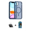 MARSİLYAN™- iPhone 11 Pro Max Kılıf Siluet Minimal Prime - Siyah 18D Cam Ekran Koruyucu + Kamera Lens Koruma Cam - SF