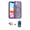 MARSİLYAN™- iPhone 11 Pro Max Kılıf Siluet Minimal Prime - Siyah 18D Cam Ekran Koruyucu + Pers Alüminyum Kamera Lens - YL