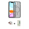 MARSİLYAN™- iPhone 11 Pro Max Kılıf Siluet Minimal Prime - Siyah 20D Premium Cam Ekran Koruyucu + Kırmızı Pers Alüminyum Kamera Lens