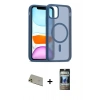 MARSİLYAN™- iPhone 11 Pro Max Kılıf Siluet Minimal Prime - Siyah 34D Hayalet Izgaralı Cam + Rainbow Kamera Lens Koruma Cam - GD