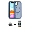 MARSİLYAN™- iPhone 11 Pro Max Kılıf Siluet Minimal Prime - Siyah 34D Hayalet Izgaralı Cam + Kamera Lens Koruma Cam - SF
