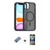 MARSİLYAN™- iPhone 11 Pro Max Kılıf Siluet Minimal Prime - Siyah 34D Hayalet Izgaralı Cam + Shine Kamera Lens Koruma Cam - GD