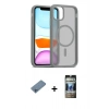 MARSİLYAN™- iPhone 11 Pro Max Kılıf Siluet Minimal Prime - Siyah 34D Hayalet Izgaralı Cam + Shine Kamera Lens Koruma Cam - MI