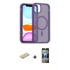 MARSİLYAN™- iPhone 11 Pro Max Kılıf Siluet Minimal Prime - Siyah 34D Hayalet Izgaralı Cam + Renkli Kamera Lens Koruma Cam - YL