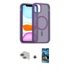 MARSİLYAN™- iPhone 11 Pro Max Kılıf Siluet Minimal Prime - Siyah 34D Izgaralı Cam + Pers Alüminyum Kamera Lens - YL