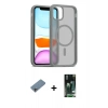 MARSİLYAN™- iPhone 11 Pro Max Kılıf Siluet Minimal Prime - Siyah 360 Mat Full Body Arka Koruyucu + Shine Kamera Lens Koruma Cam - GI